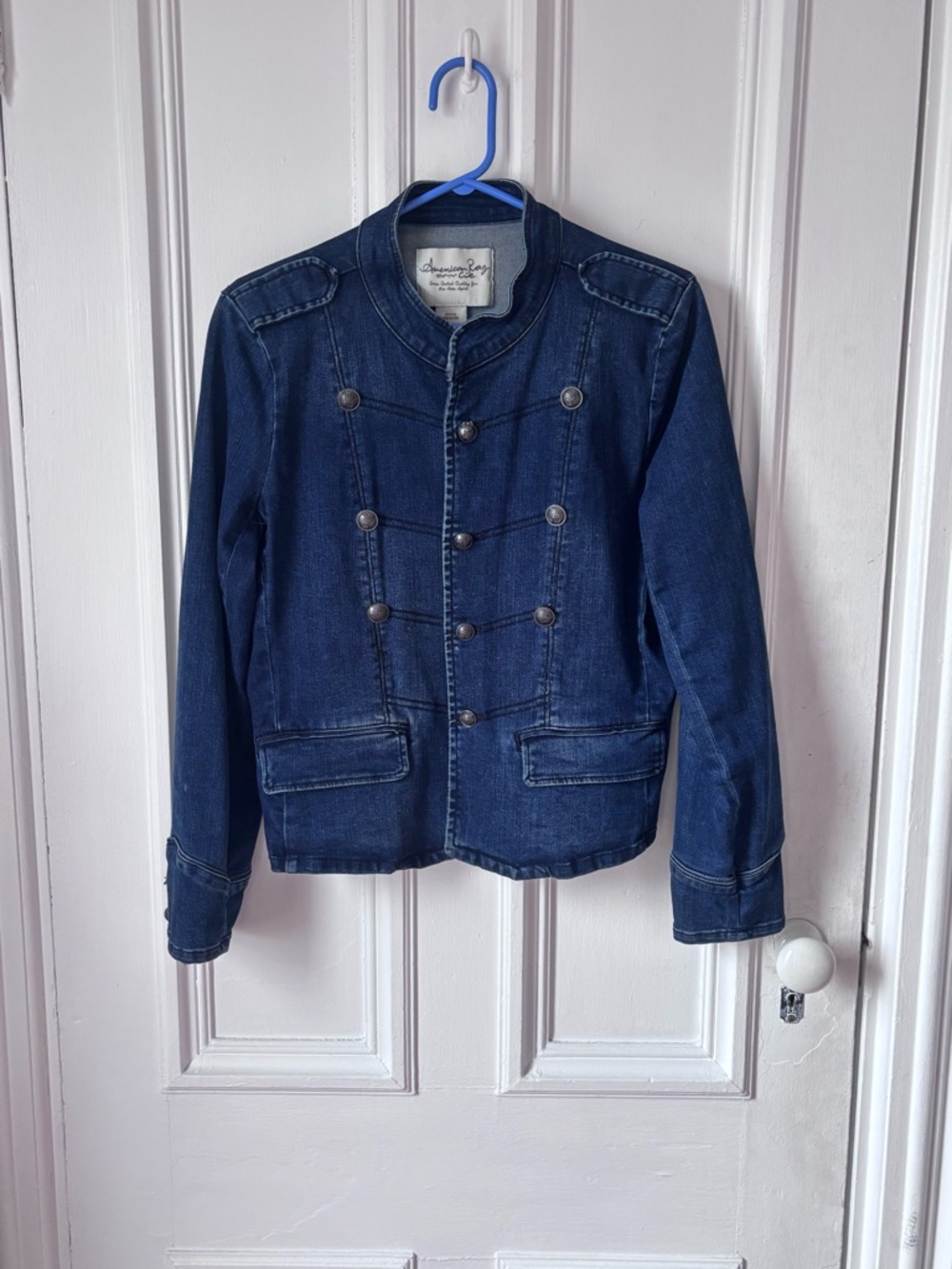 Women’s American Rag Cie Military Style Button Front Denim Jacket Size XL